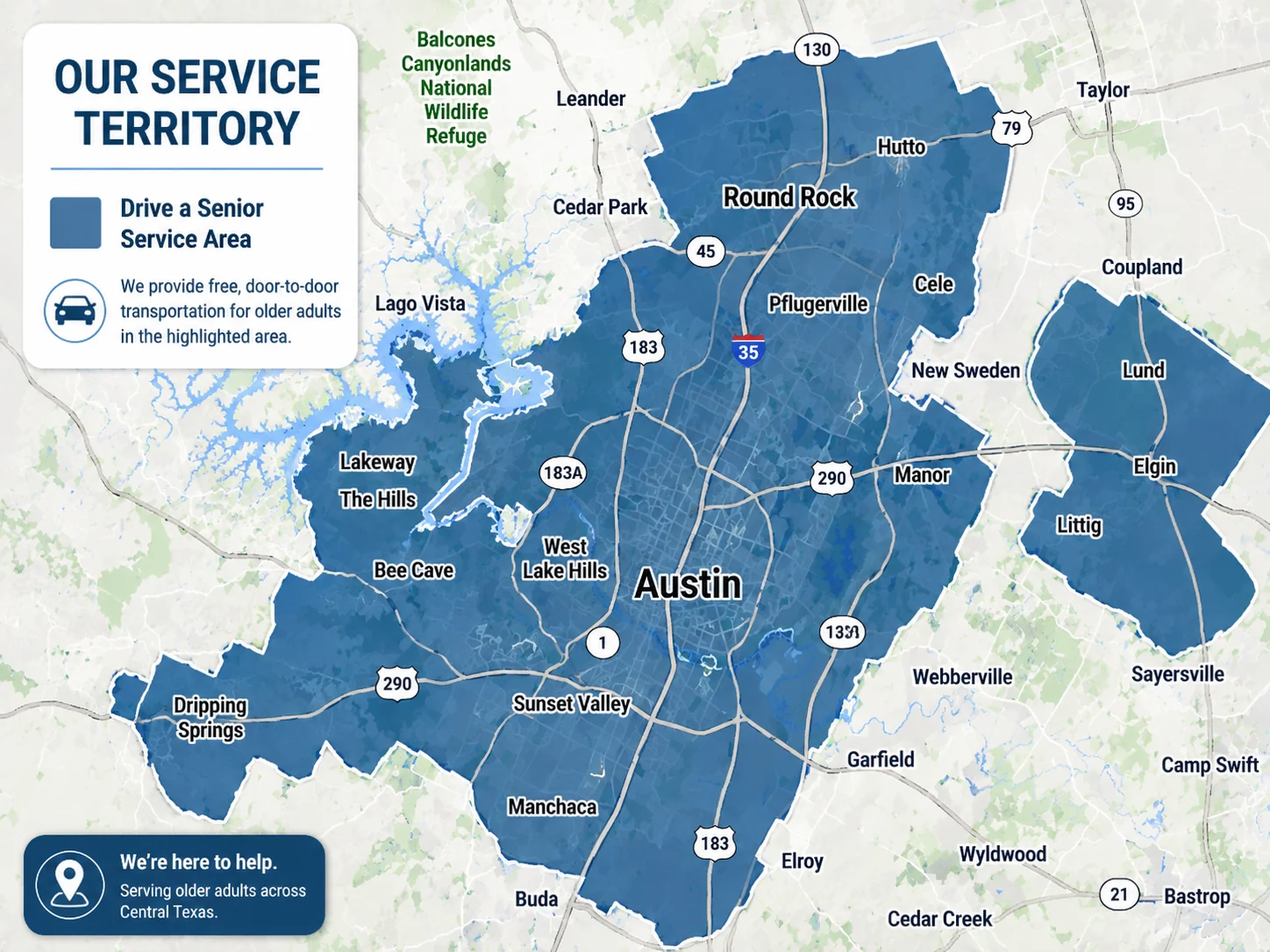 Drive a Senior service territory map